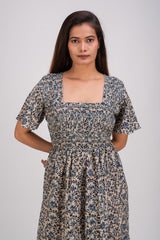 565-112 White Lotus "Cory" women's Scmocking Maxi Dress