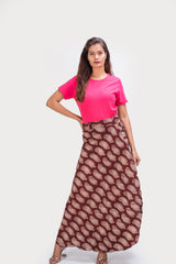 KK3017 "Wrap Skirt" - Brown Paisley