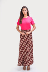 KK3017 "Wrap Skirt" - Brown Paisley