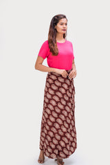 KK3017 "Wrap Skirt" - Brown Paisley