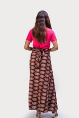 KK3017 "Wrap Skirt" - Brown Paisley