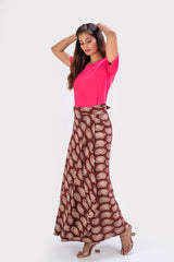 KK3017 "Wrap Skirt" - Brown Paisley