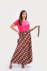 KK3017 "Wrap Skirt" - Brown Paisley